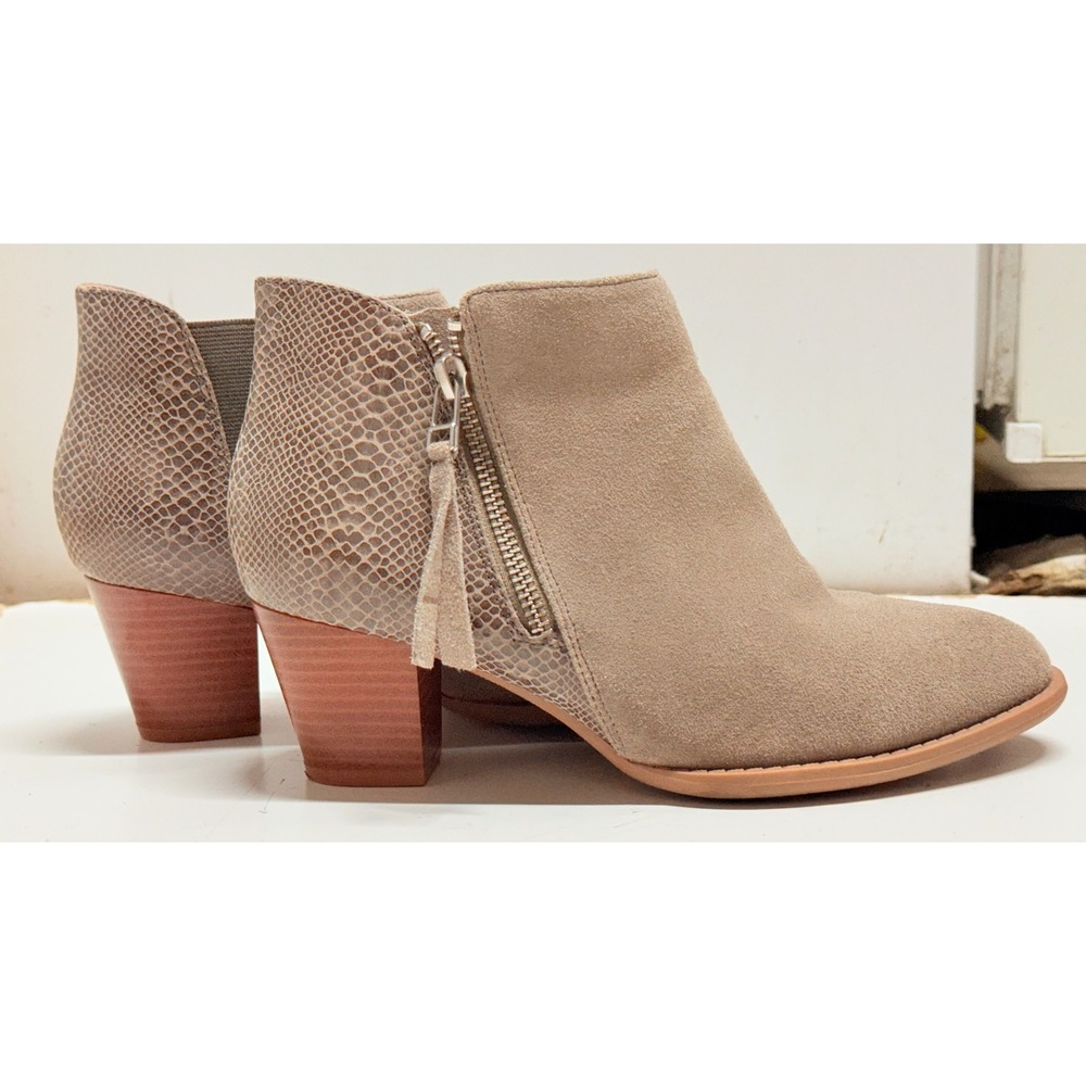 Vionic Anne Tan Suede Snakeskin Embossed Ankle Boots 322ANNE 6.5